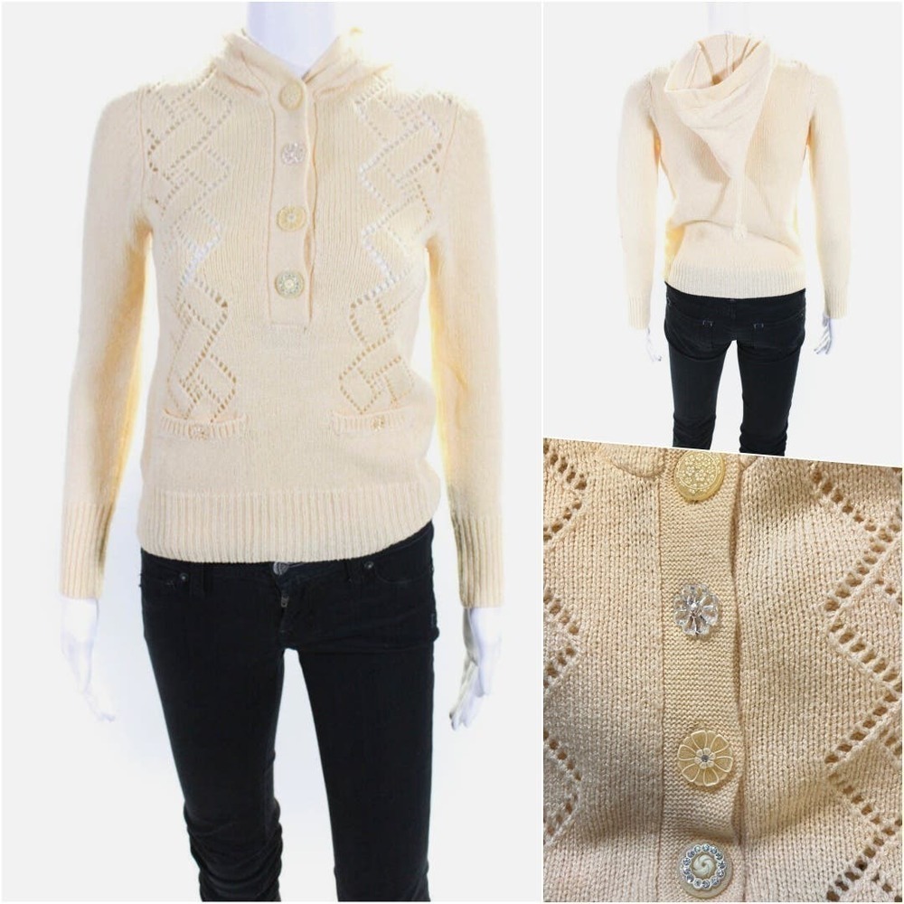 Rebecca Taylor Merino Wool Hooded Sweater Butter Yellow S NWOT